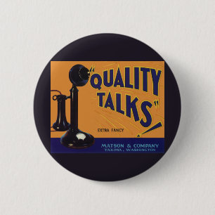 Badge Rond 5 Cm Fruit Crate vintage Art Étiquette, Téléphone à l'a