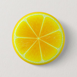 Badge Rond 5 Cm Fruit de citron jaune d'agrumes