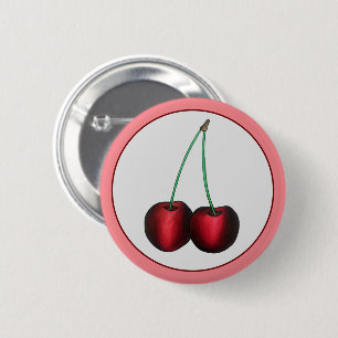 Badge Rond 5 Cm Fruit Fruit de pierre d'été aux cerises rouges mûr