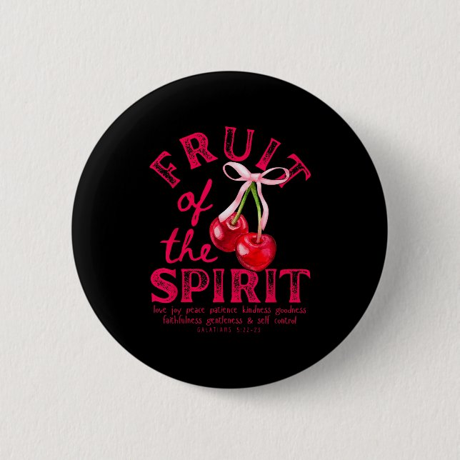 Badge Rond 5 Cm Fruit Of The Spirit Christian Coquette Pink Bow Ch (Devant)