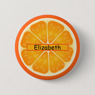 Badge Rond 5 Cm Fruit orange Nom personnalisé