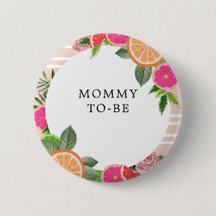 Badge Rond 5 Cm Fruits botaniques d'agrumes d'été légers