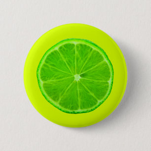 Badge Rond 5 Cm Fruits d'agrumes, tranche verte de chaux