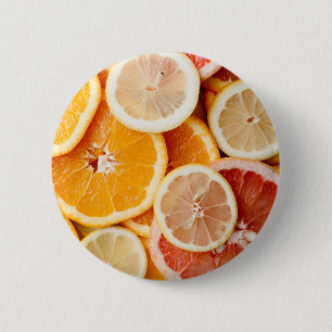 Badge Rond 5 Cm Fruits d'agrumes tranchés juteux