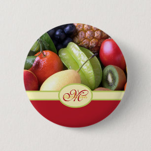 Badge Rond 5 Cm Fruits frais délicieux naturels juteux décorés