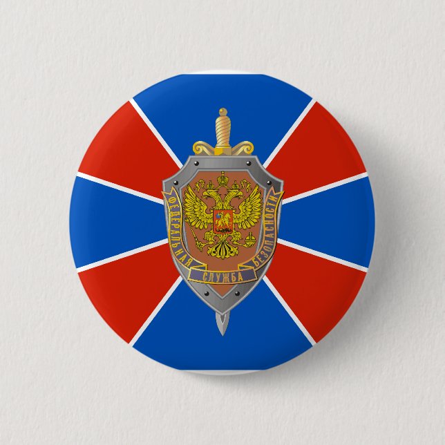 Badge Rond 5 Cm Fsb, drapeau de la Russie (Devant)
