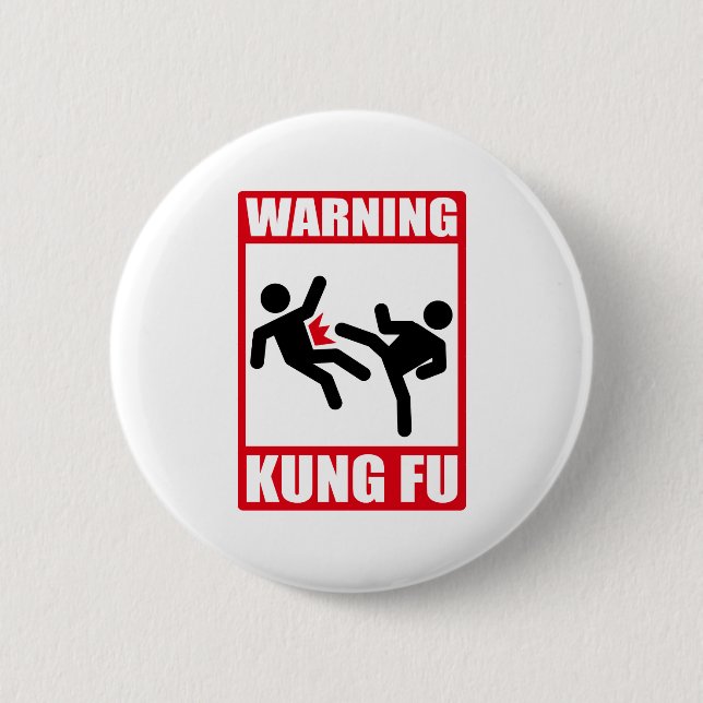 Badge Rond 5 Cm fu d'avertissement de kung (Devant)