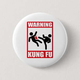 Badge Rond 5 Cm fu d'avertissement de kung