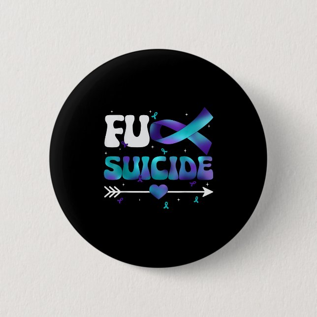 Badge Rond 5 Cm Fu Ribbon Prévention Suicide Sensibilisation Femme (Devant)
