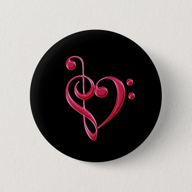 Badge Rond 5 Cm Fuchsia Love Notes musicales (Devant)
