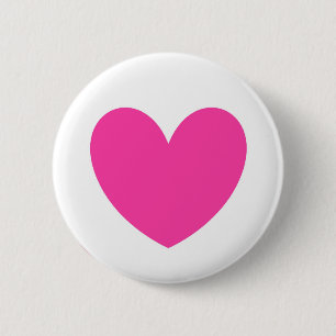 Badge Rond 5 Cm Fuchsia pink polka hearts on white