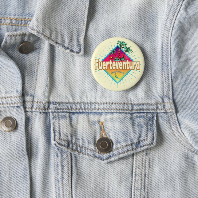 Badge Rond 5 Cm Fuerteventura Surfer Canaries Vintage (En situation)