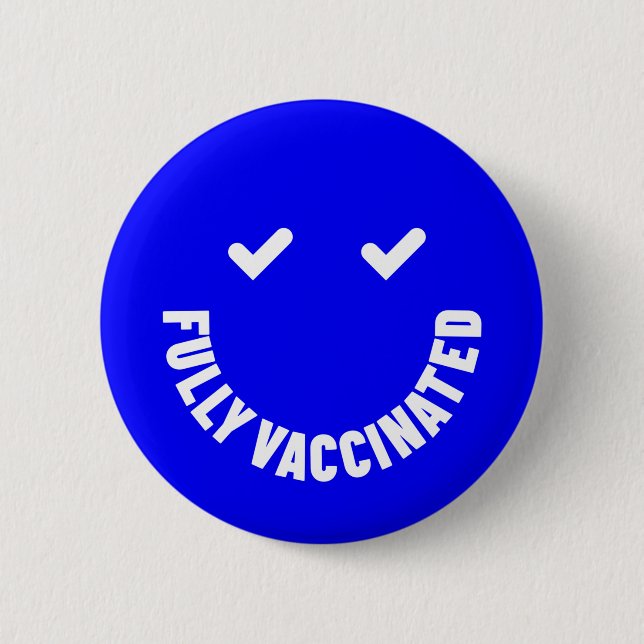 Badge Rond 5 Cm Fully Vaccinated Smiley (Devant)