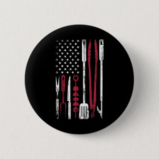 Badge Rond 5 Cm Fumée de barbecue drôle Drapeau américain 4 juille