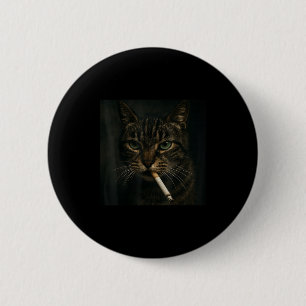 Badge Rond 5 Cm Fumer drôle Chat, Cigarette Kitty Gen Z Mème, Chat