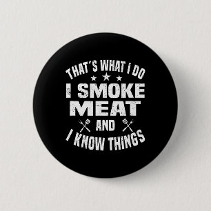 Badge Rond 5 Cm Fumer Viande Barbecue Grillade Fumée Viande fumée
