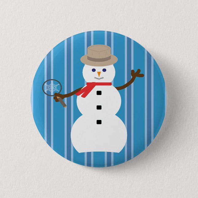 Badge Rond 5 Cm Fun and Fancy Blue Snowman Inspecteur (Devant)