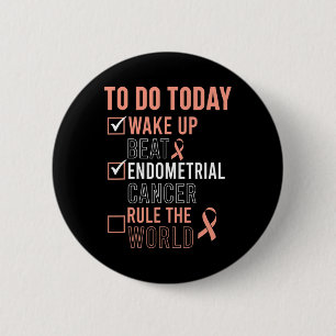 Badge Rond 5 Cm Fun Beat Endometrial Cancer Rule the World - Survi