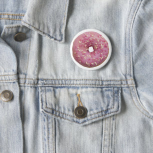Badge Rond 5 Cm Fun beignet rose