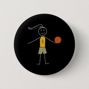 Badge Rond 5 Cm Fun Bysketbyll Girls Bysketbyll Joueur