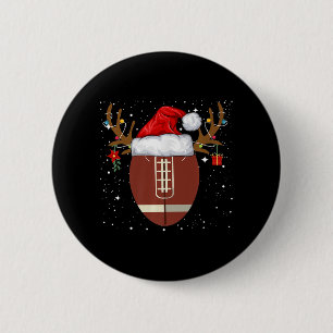 Badge Rond 5 Cm Fun Football Reindeer Santa Hat Noël