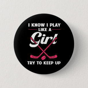 Badge Rond 5 Cm Fun Girls Hockey Designs For Women Field Hockey No