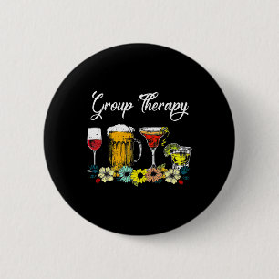 Badge Rond 5 Cm Fun Group Therapy Floral Drink Gles Mental Health