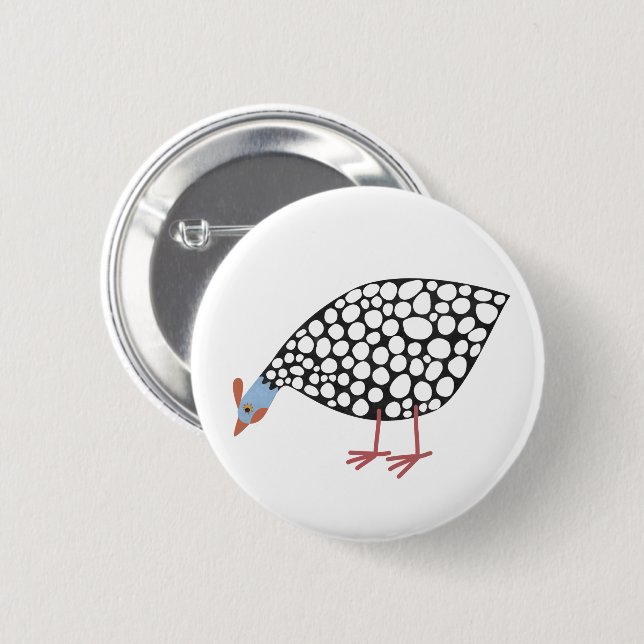 Badge Rond 5 Cm Fun Guinea Hen (Devant & derrière)