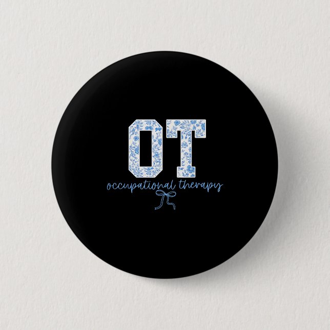 Badge Rond 5 Cm Fun Ot Occupational Therapy Blue Coquette Bow Ot T (Devant)