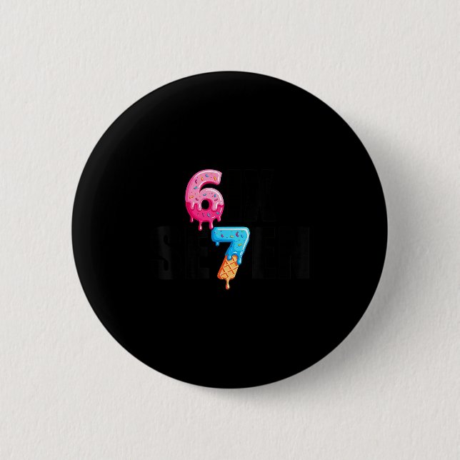 Badge Rond 5 Cm Fun Six Seven 6 7 Meme Design  (Devant)