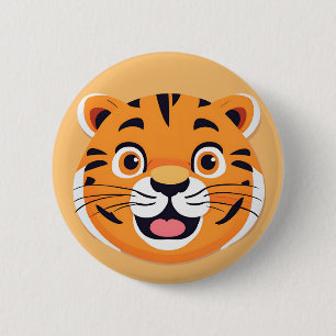 Badge Rond 5 Cm Fun tiger Visage safari jungle sauvage Anniversair