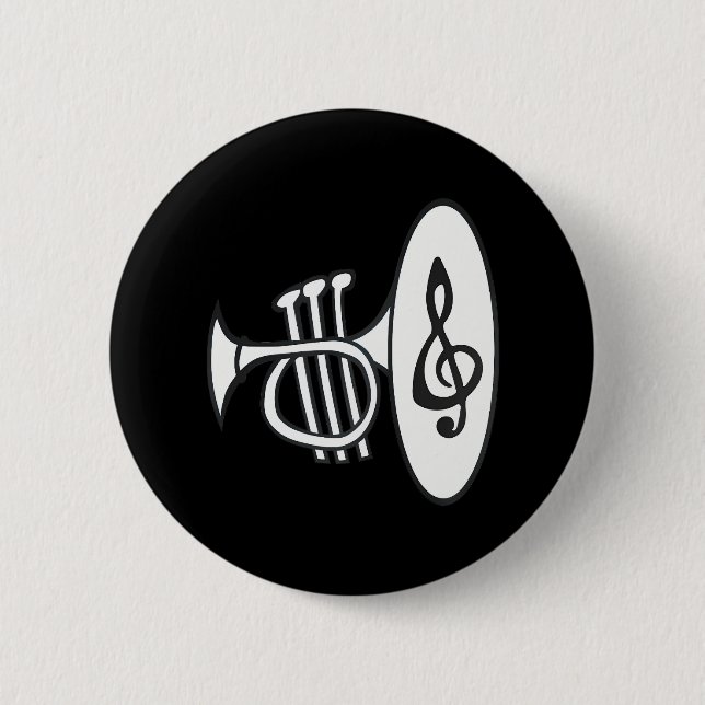 Badge Rond 5 Cm Fun Trumpet Brass Clef pour musiciens jazz klaxon (Devant)