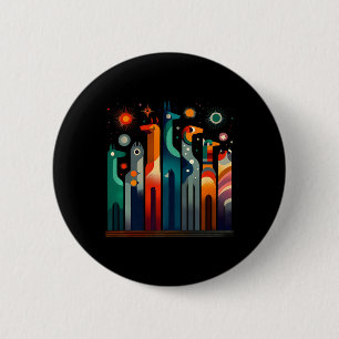 Badge Rond 5 Cm Fun Vintage rétro Milieu du siècle Long Cou Chats