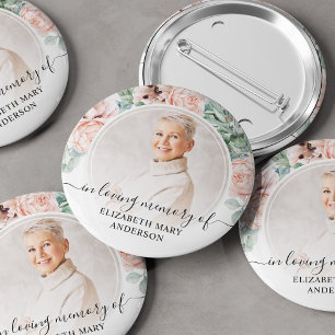 Badge Rond 5 Cm Funérailles Dans La Mémoire Amoureuse Blush rose F