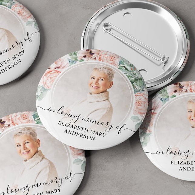 Badge Rond 5 Cm Funérailles Dans La Mémoire Amoureuse Blush rose F (Créateur téléchargé)