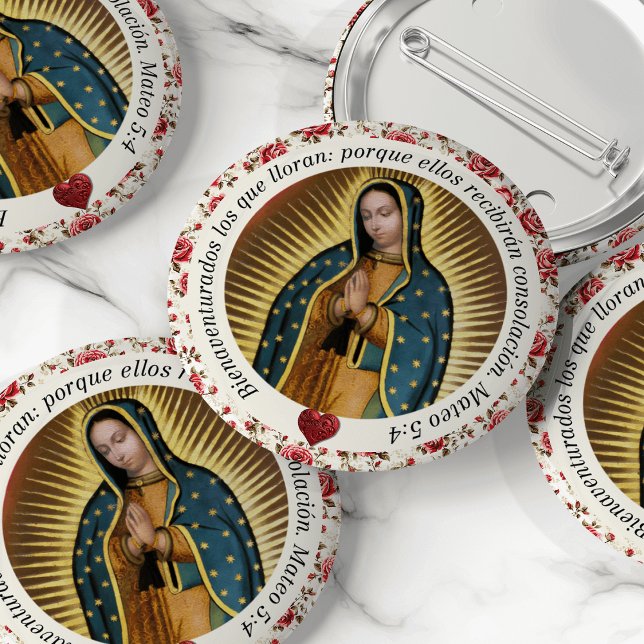 Badge Rond 5 Cm Funérailles de Virgen de Guadalupe en mémoire d'am (Virgen de Guadalupe, Our Lady of Guadalupe, funeral keepsake, funeral buttons, Celebration of Life)