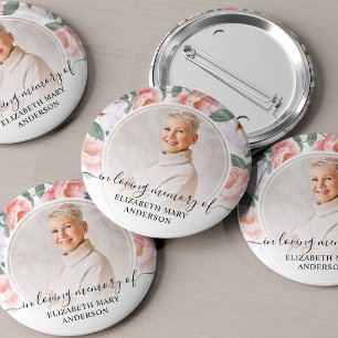 Badge Rond 5 Cm Funérailles en mémoire d'amour aquarelle photo f