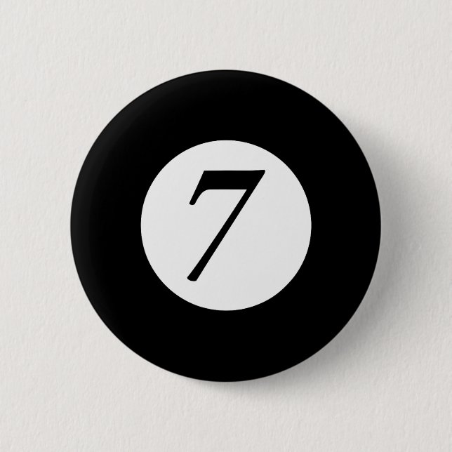 Badge Rond 5 Cm Funky 7 Ball Magic Seven Ball Billard Rouge (Devant)