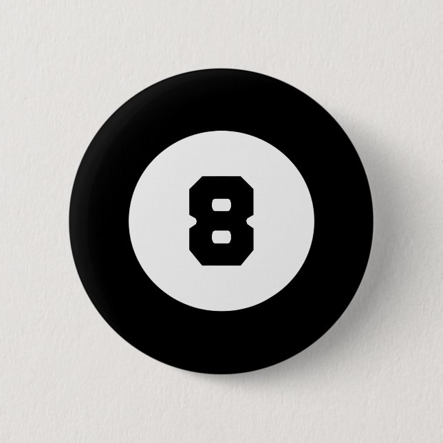 Badge Rond 5 Cm Funky 8 Ball Magic Huit Ball Billard Pool Noir (Devant)