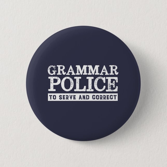 Badge Rond 5 Cm Funky Anglais enseignant Grammar Police (Devant)