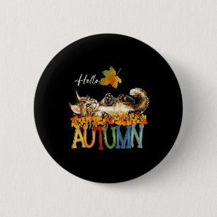 Badge Rond 5 Cm Funky Chat Leaf Automne Bonjour Automne Cute Kitte