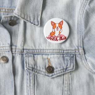 Badge Rond 5 Cm Funky Corgi Chien moyen Dog Extraire ceci