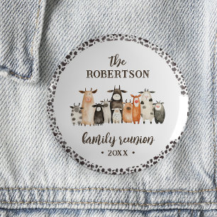 Badge Rond 5 Cm Funky Cow Imprimer Pays Famille Réunion