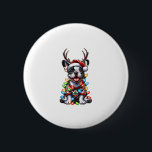 Badge Rond 5 Cm Funky French Bulldog Christmas Light Santa Hat Rei<br><div class="desc">Funky French Bulldog Noël Lumière Santa Hat Reindeer Horn</div>