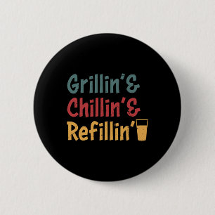 Badge Rond 5 Cm Funky Vintage Grill Papa - Grillades Recharge de r