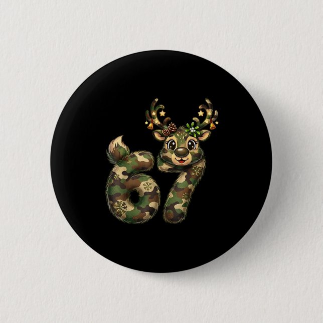 Badge Rond 5 Cm Funny 67 Christmas Holiday Camo Hunting Reindeer D (Devant)