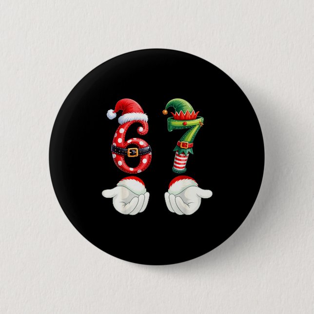 Badge Rond 5 Cm Funny 67 Christmas Pajamas Six Seven Meme 6 7 Elf  (Devant)