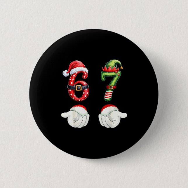 Badge Rond 5 Cm Funny 67 Christmas Pajamas Six Seven Meme 6 7 Elf  (Devant)
