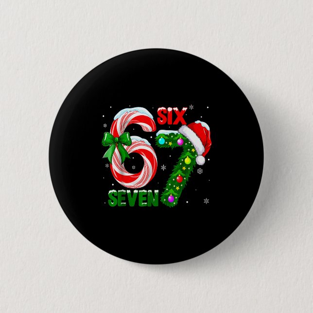 Badge Rond 5 Cm Funny 67 Christmas Shirts Boys Kids 6 7 Meme Pajam (Devant)