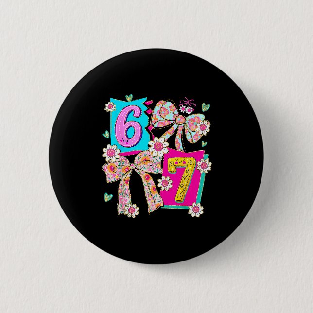 Badge Rond 5 Cm Funny 67 Coquette Bow Design For Girly Aesthetic L (Devant)